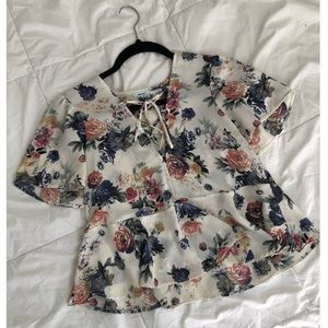 Urban Outfitters Lace Up Floral Top